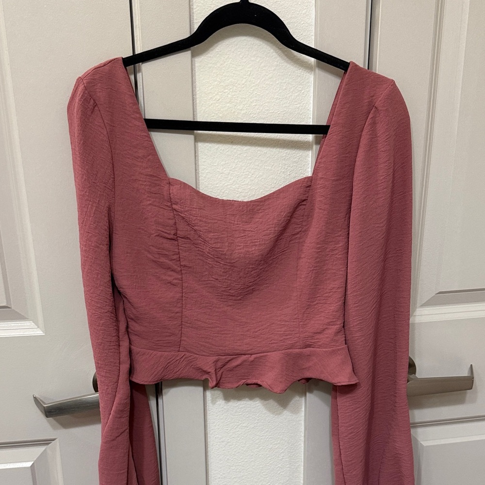 Altar’d State Pink Frilly Crop Top